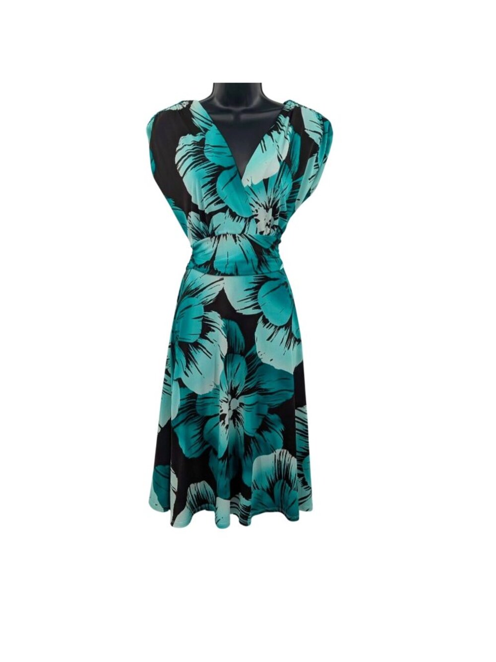 Y2K Floral Tropical Midi Wrap Dress Resort Coastal Vacation Glam Stretch Medium